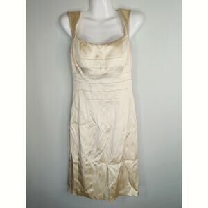 Jax Cream Satin Midi Cocktail Dress Women's Size 4 Party‎ Elegant Formal